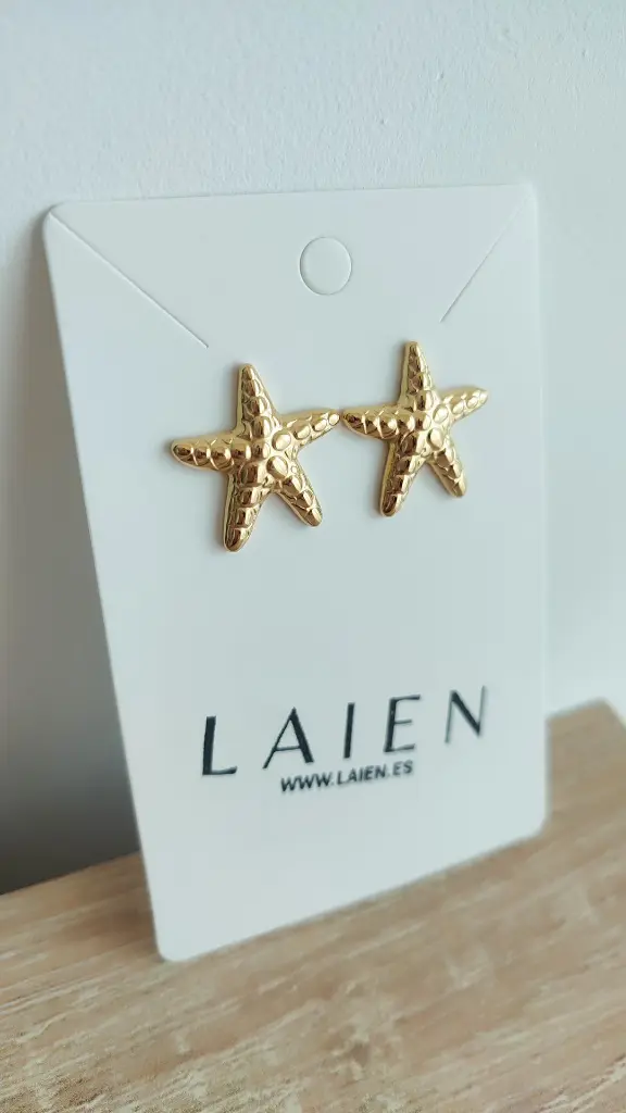 [2165] Pendientes Estrella acero dorado