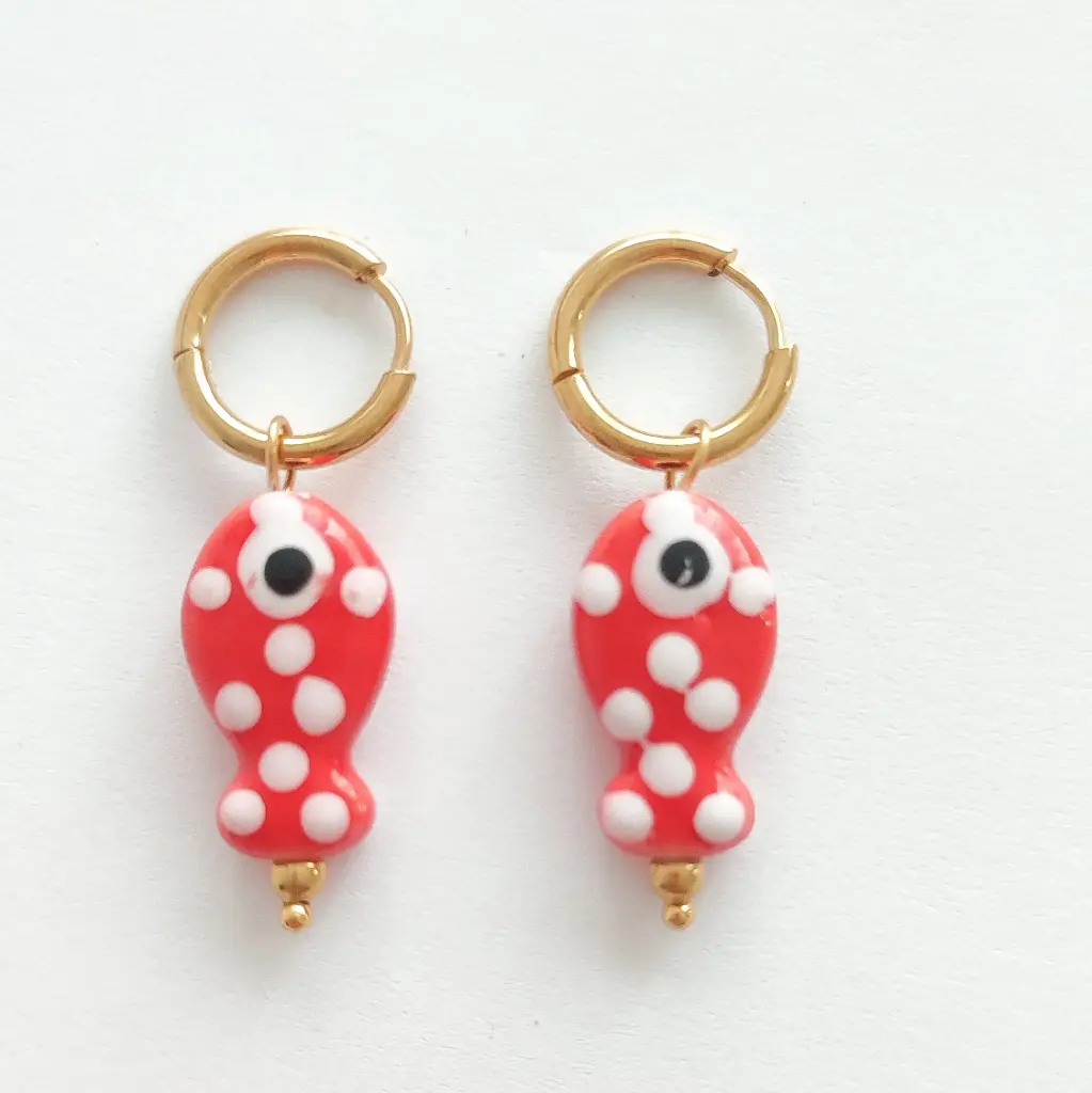 Pendientes peces ceramica