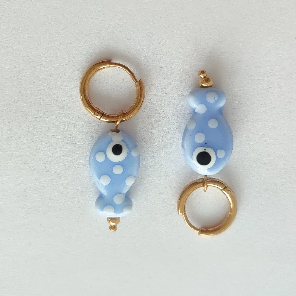 Pendientes peces ceramica