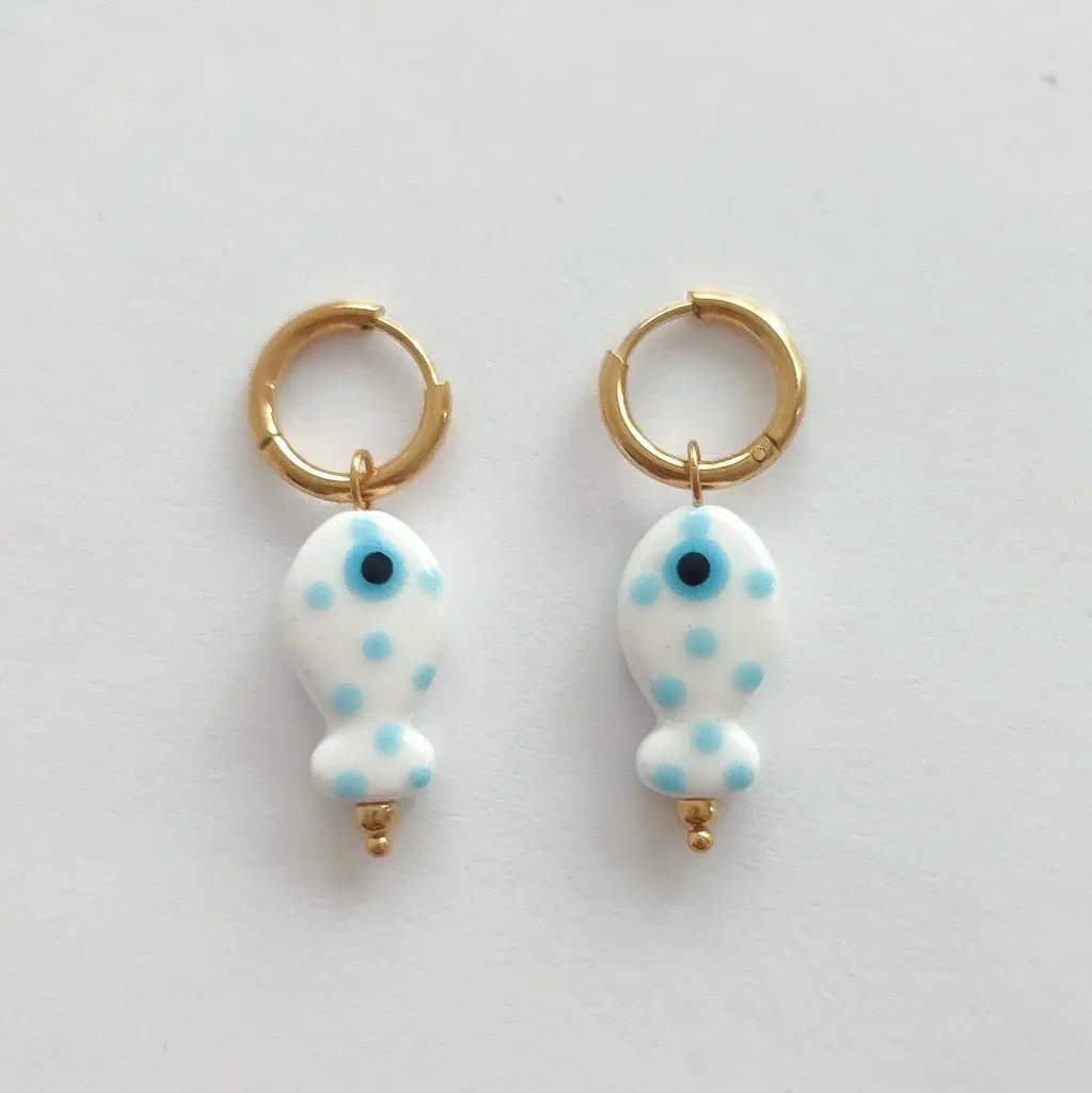 Pendientes peces ceramica