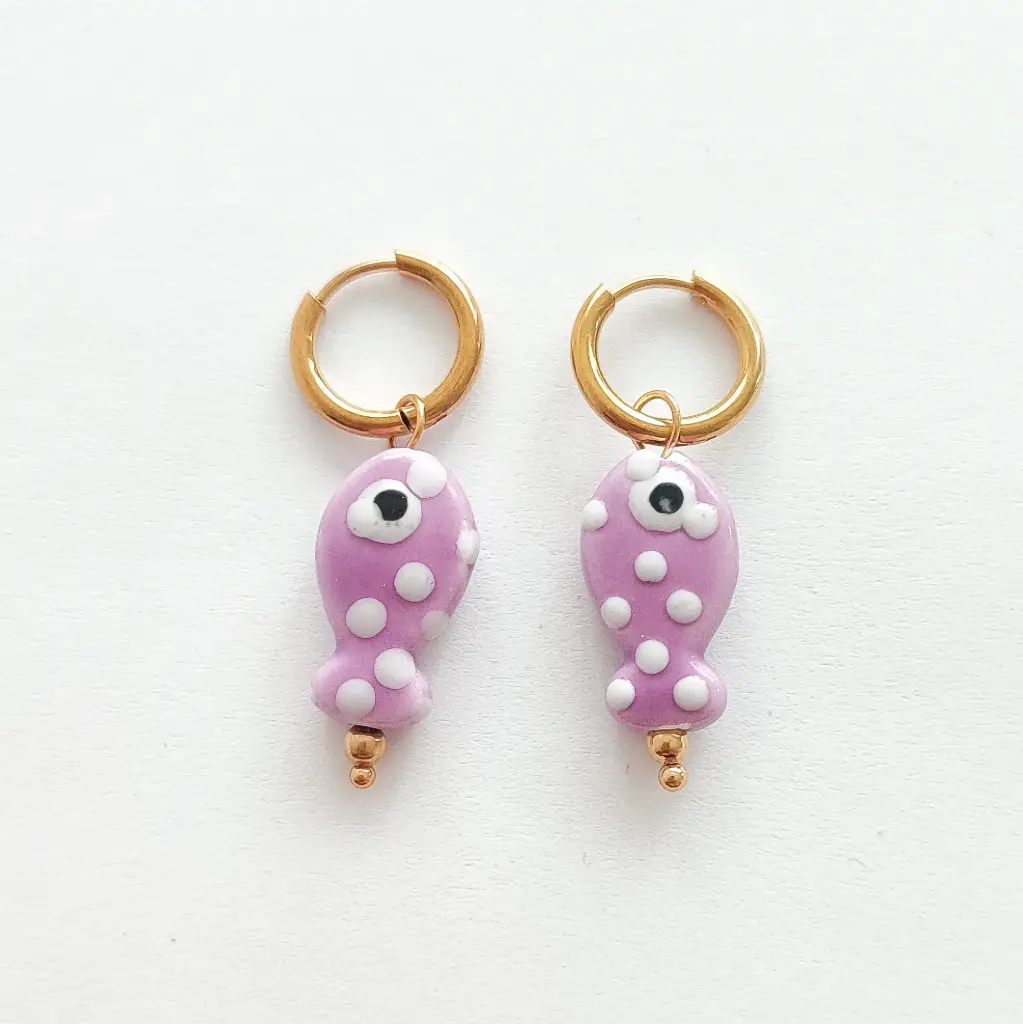 Pendientes peces ceramica