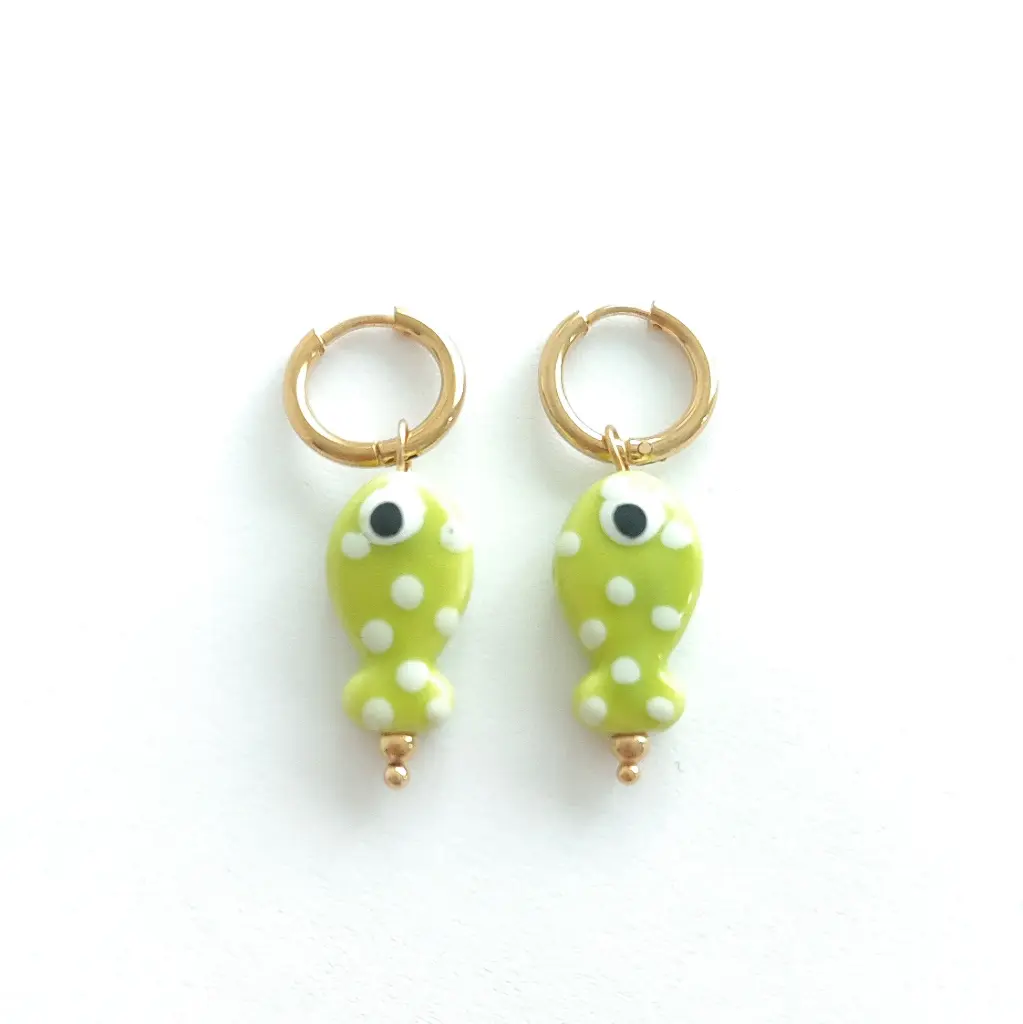 Pendientes peces ceramica
