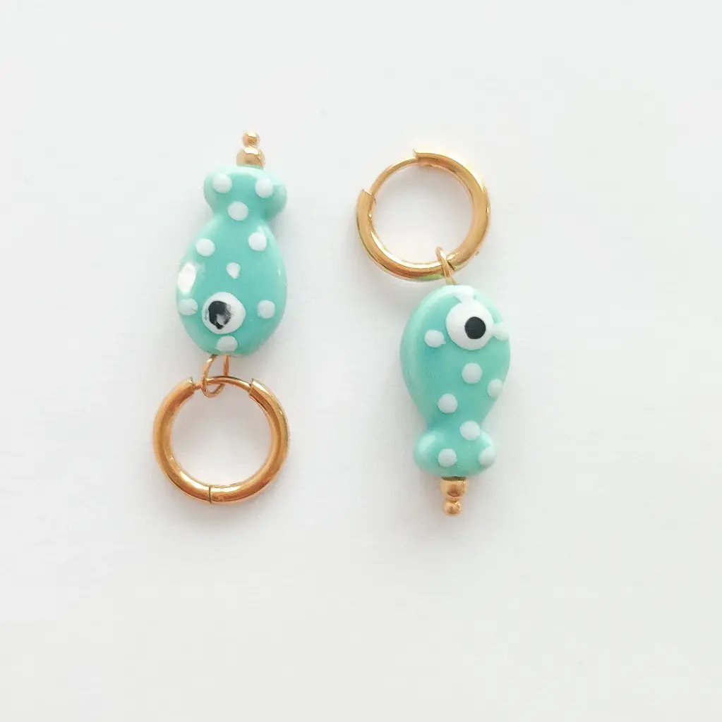 Pendientes peces ceramica