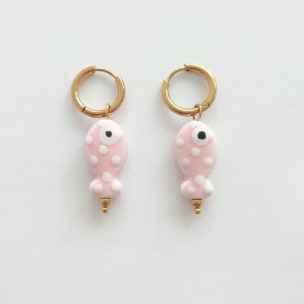 Pendientes peces ceramica