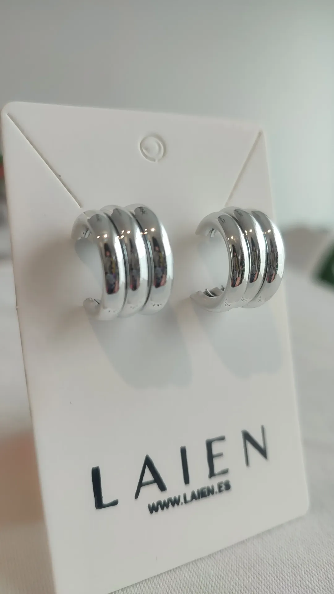 Pendientes Aro triple plateado 