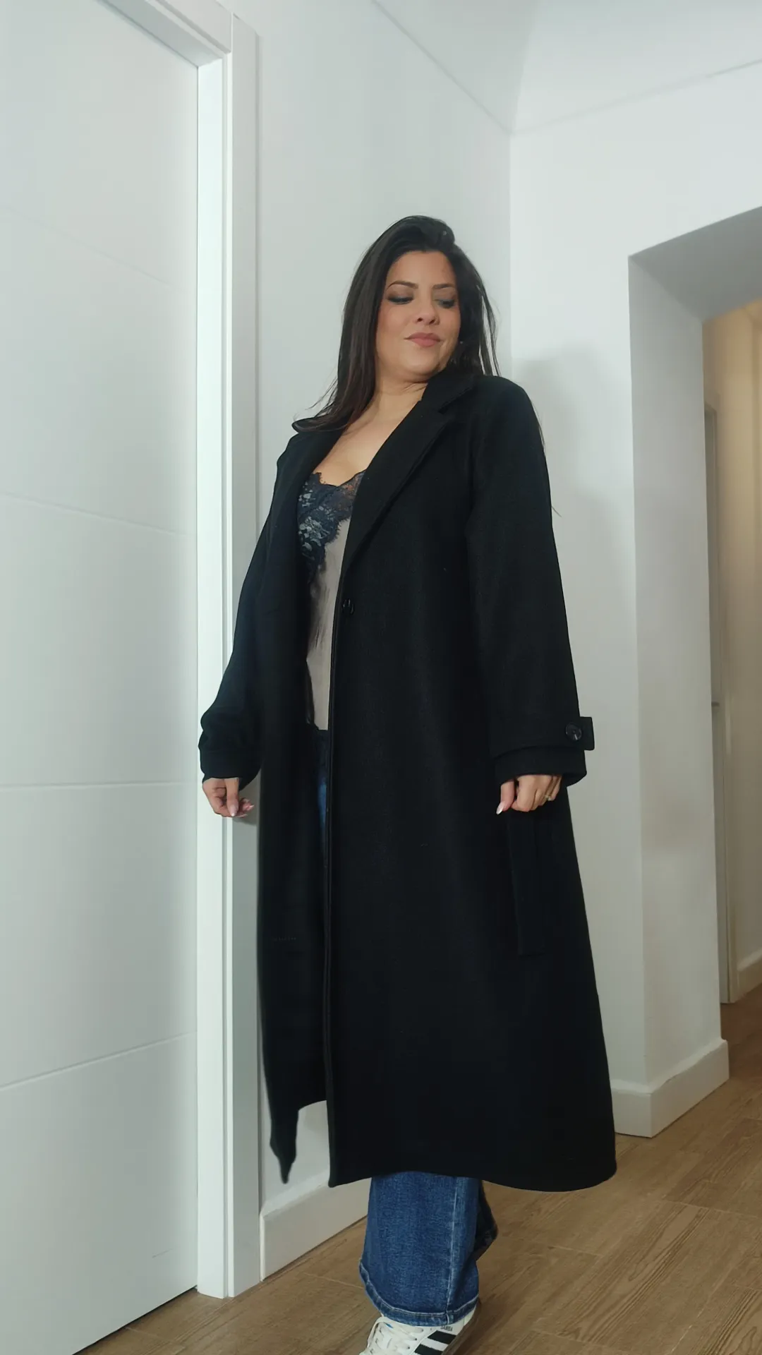 Abrigo Basic largo Negro