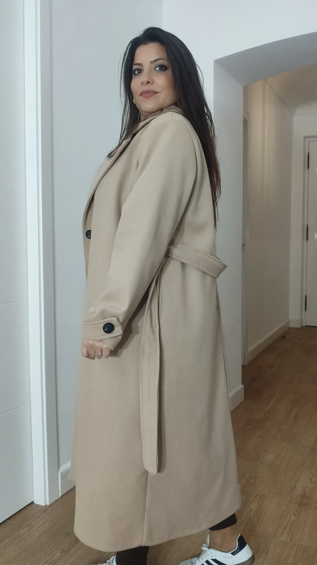 Abrigo Basic largo Beige
