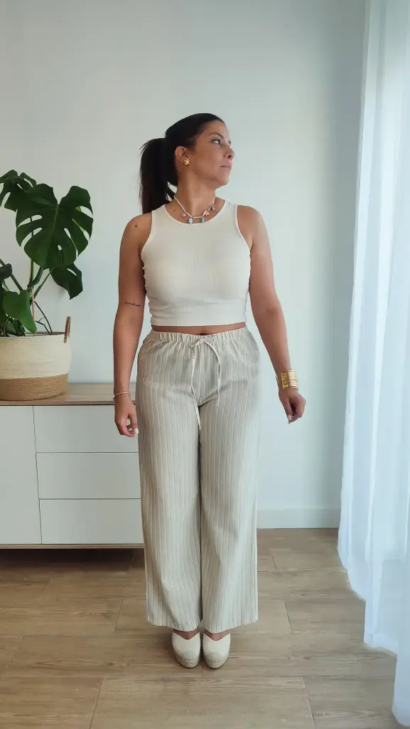 Top Canalé Beige