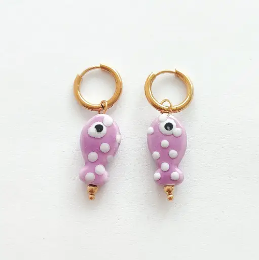 Pendientes peces ceramica