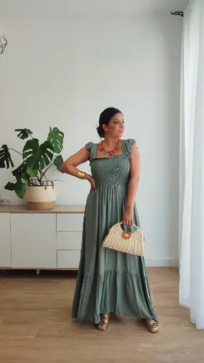 [28713] Vestido Toscana Verde Tiza